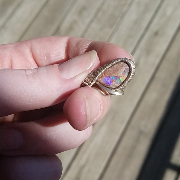 Silver Wrapped boulder opal pendant - Picture 8 of 8
